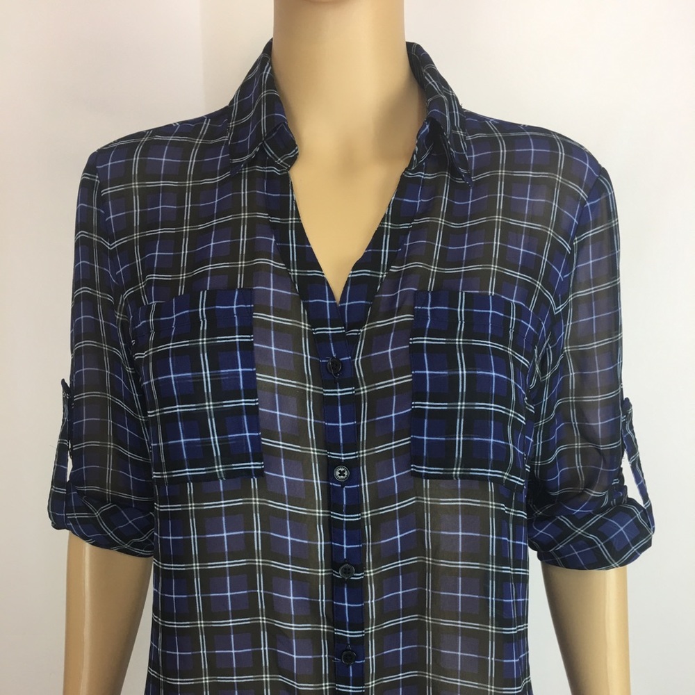 Express Button Down, See- Through Blouse Size S - image 1